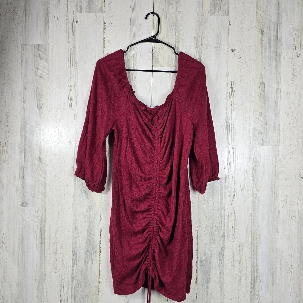 almost famous red ruched off the shoulder dress women's plus size 2X